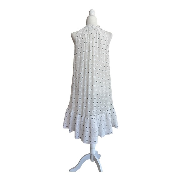 Current Air White Floral Tie Neck Ruffle A Line Swing Womens Size M Knee Length - Picture 3 of 15